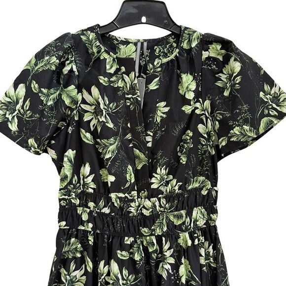 Anthropologie Somerset Maxi Dress Womens XS Black Green Floral Pockets V-Neck - Picture 7 of 12